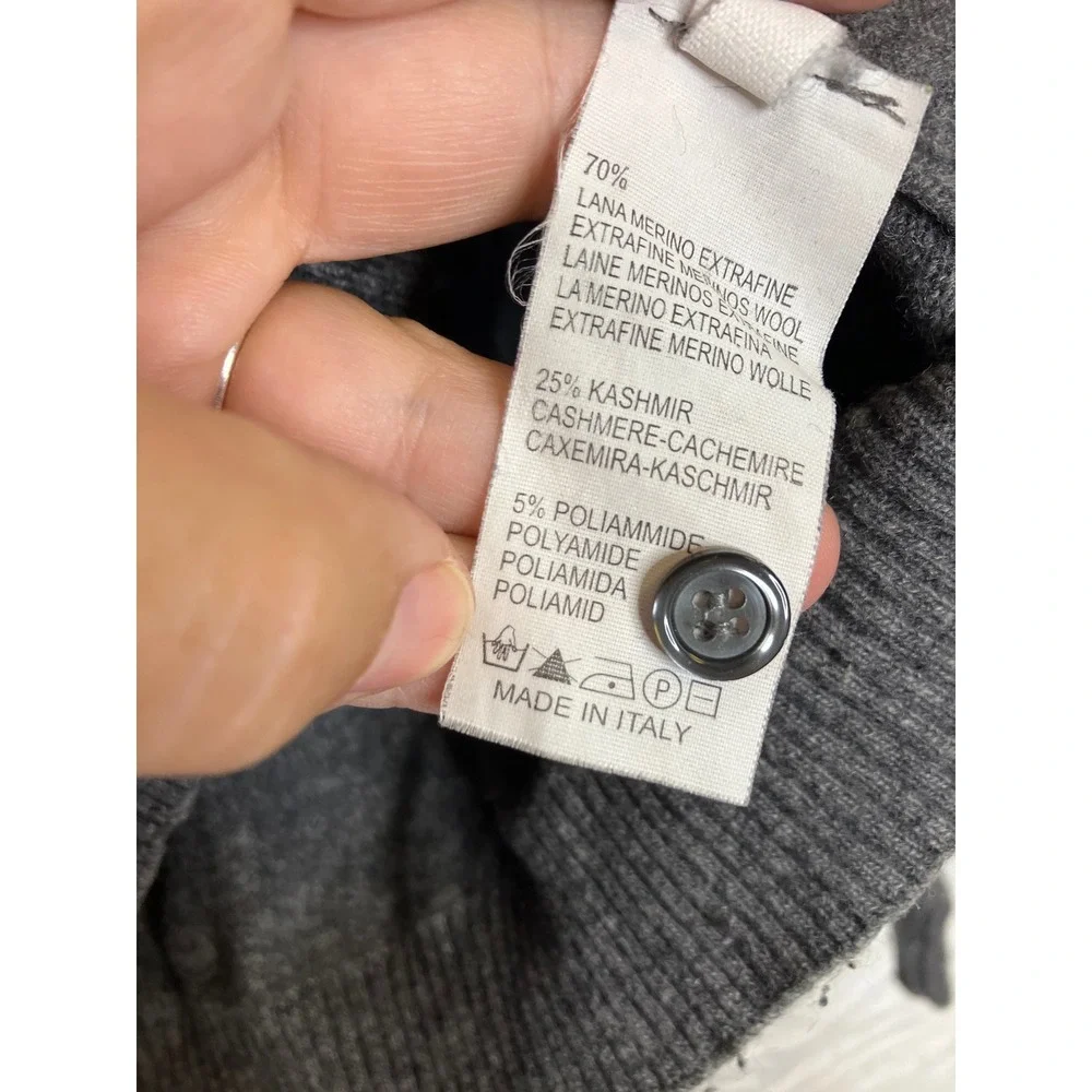 Ch. K. Williams Sweater Mens Large Gray Excellent Merino Cashmere Made in Italy
